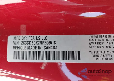 2024 Dodge Charger Daytona R/T Awd from USA, damaged, VIN 2C3CDBCK2RR206518